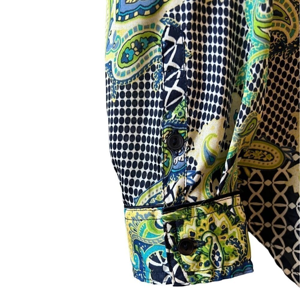 LIZ Claiborne Woman's Size Small Paisley Sheer Long Sleeve Blouse - Picture 3 of 5